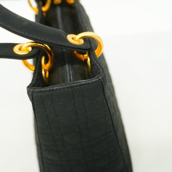 Christian Dior Handbag Cannage Lady Nylon Black Women's - Picture 6 of 14